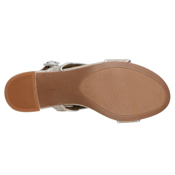 NWT Easy Spirit Daana Block Heel Sandals SEDAANA2 Silver Brown / Natural 7M - Picture 3 of 12